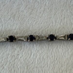 925 Silver Bracelet with blue/purple and crystal stones